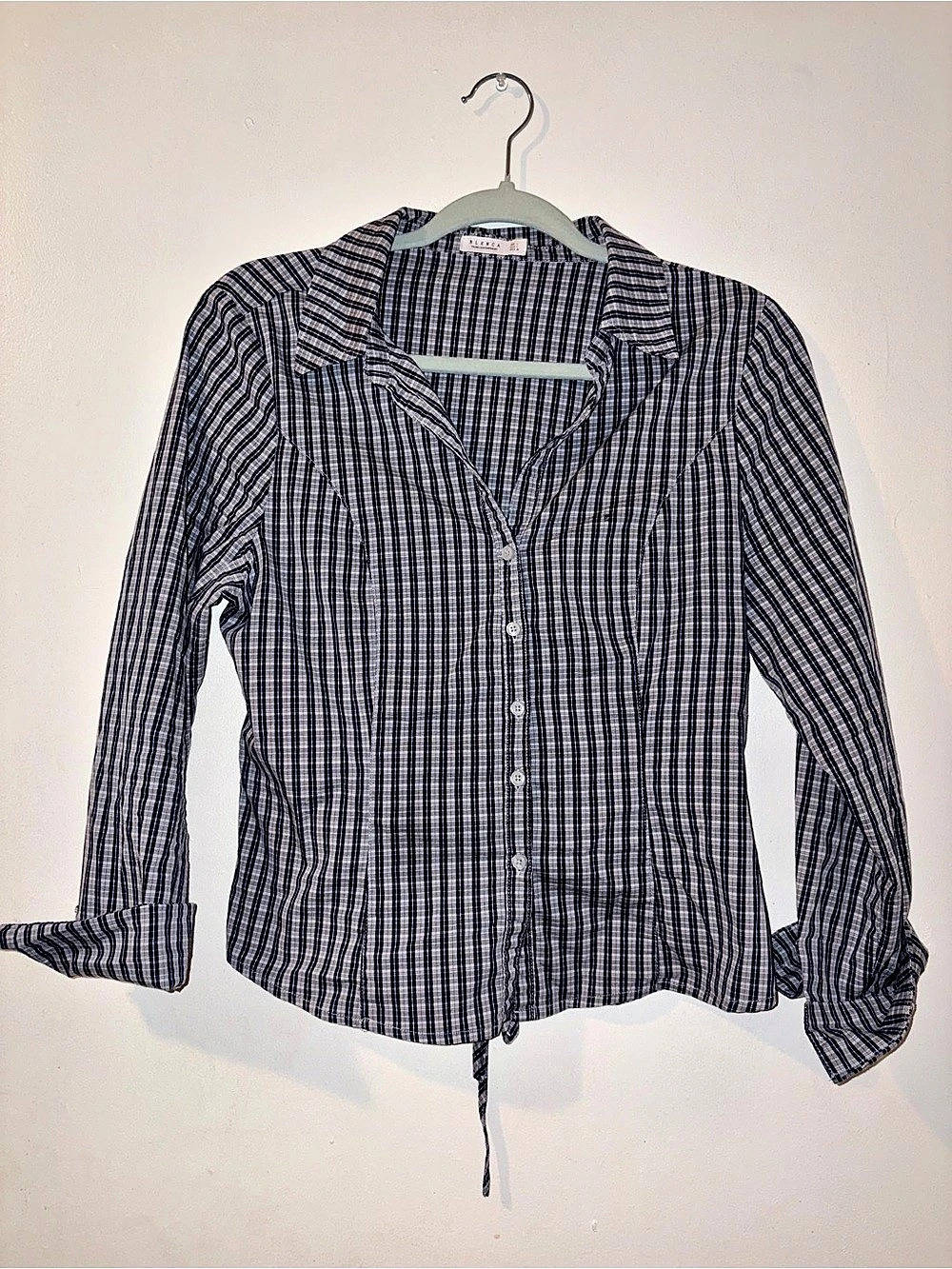 Blenca Checkered Button Down in Blue & White size large